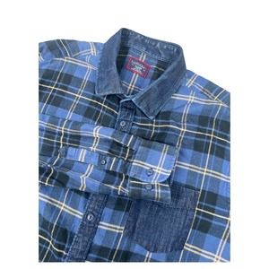 Untuckit Plaid‎ Flannel Long Sleeve Button Up Blue Yellow Men’s XL Slimfit